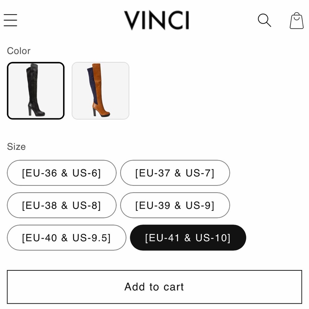 VINCI Sao Paulo Black Leather Knee High Platform Heel Boots Size 41 - Picture 10 of 10